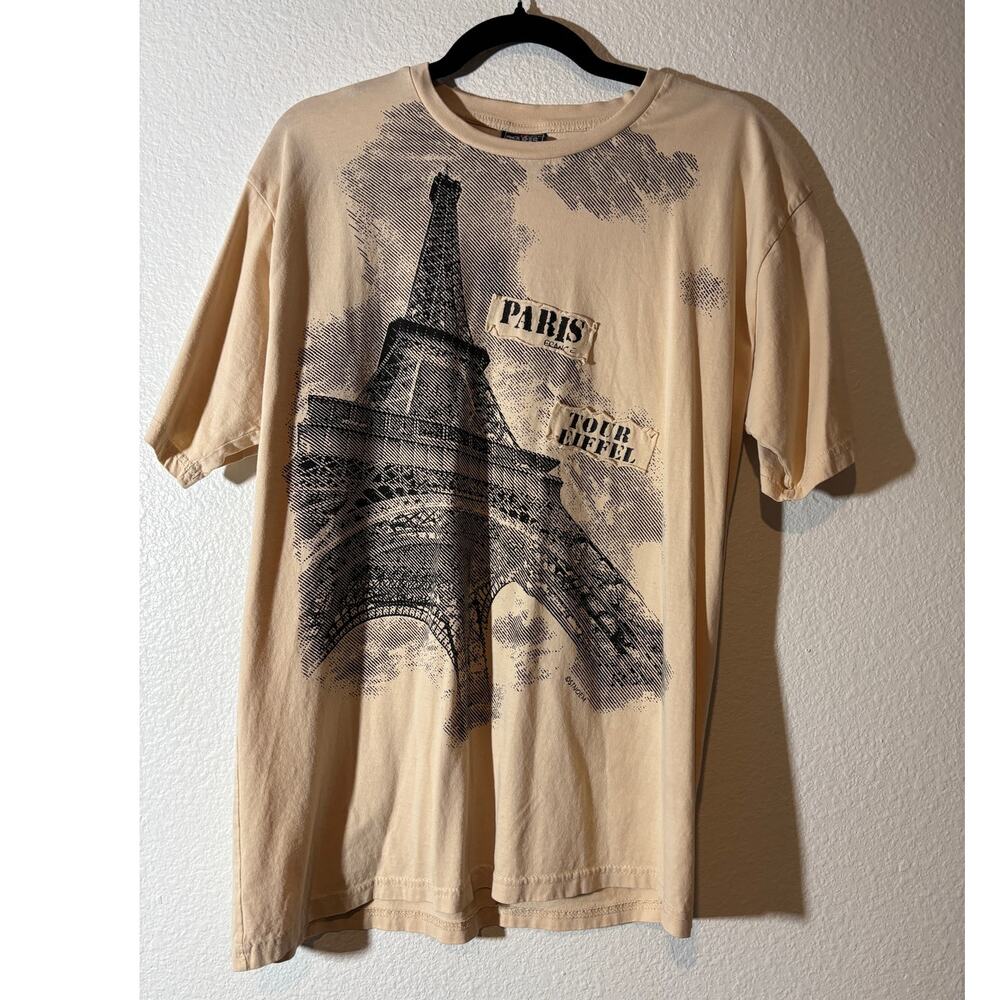 Produit Original PARIS Men's Size XL Beige Cream Eiffel Tower Graphic T-Shirt
